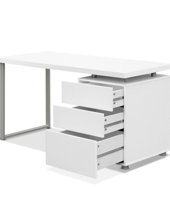 Metal Desk with 3 Drawers – White