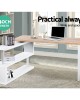 Rotary Corner Desk with Bookshelf – Brown & White