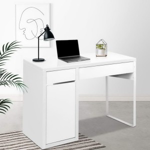 Metal Desk With Storage Cabinets – White