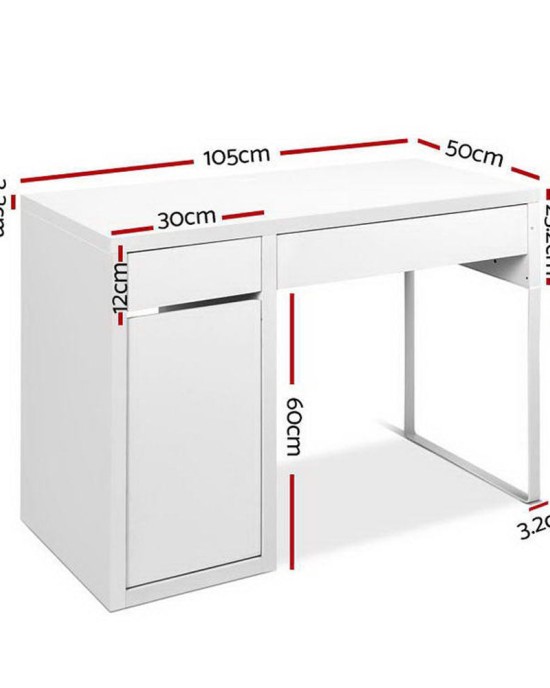 Metal Desk With Storage Cabinets – White