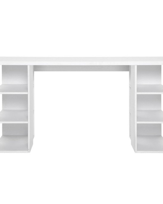 3 Level Desk with Storage & Bookshelf – White