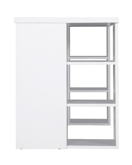 3 Level Desk with Storage & Bookshelf – White