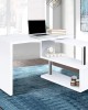 Rotary Corner Desk with Bookshelf – White