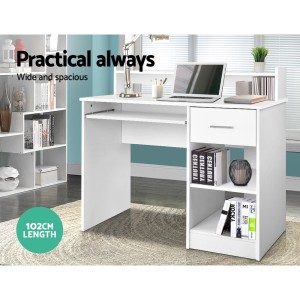 Office Computer Desk with Storage – White