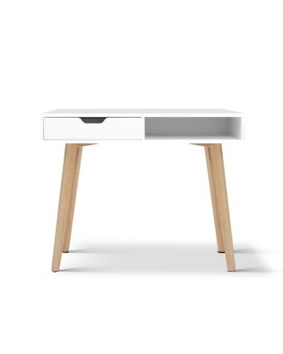 Wood Computer Desk with Drawers – White