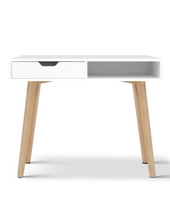 Wood Computer Desk with Drawers – White