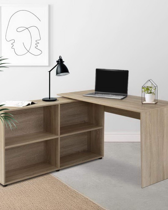 Office Computer Desk Corner Study Table Workstation Bookcase Storage