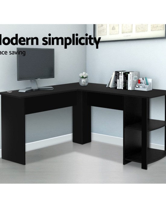 Office Computer Desk Corner Student Study Table Workstation L-Shape Black