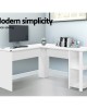 Office Computer Desk Corner Student Study Table Workstation L-Shape Shelf White