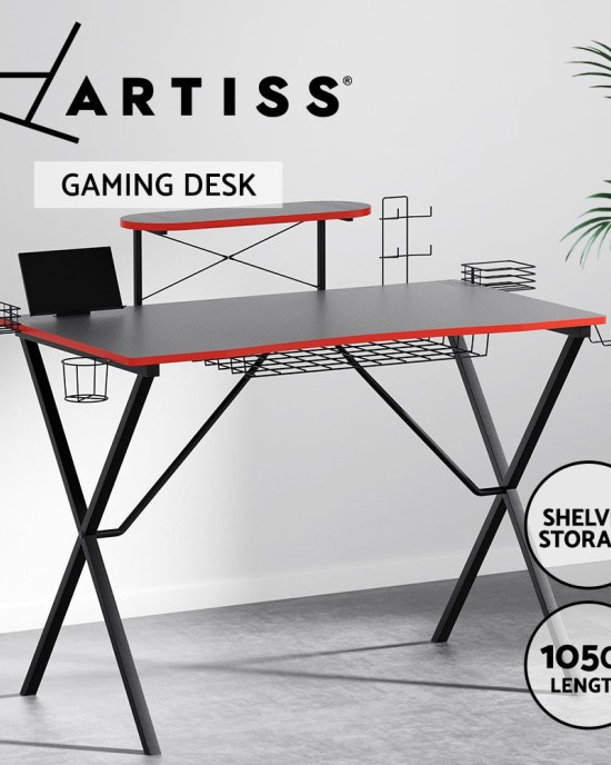 Gaming Desk Computer Desks Table Storage Shelves Study Home Ofiice 105CM