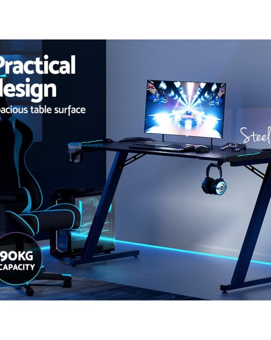 Gaming Desk Computer Desks Table Study Home Ofiice RGB LED Light 140CM