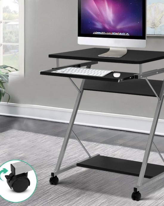 Metal Pull Out Table Desk – Black