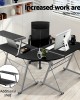 Corner Metal Pull Out Table Desk – Black