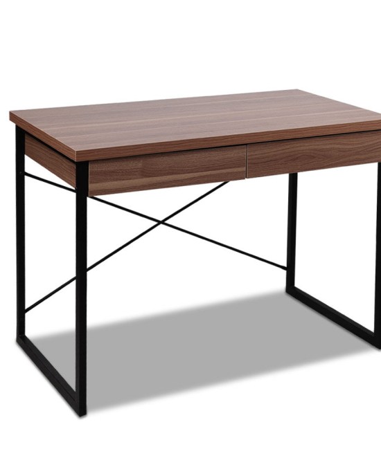 Metal Desk with Drawer – Walnut