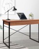 Metal Desk with Drawer – Walnut