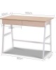 Metal Desk with Drawer – White with Oak Top