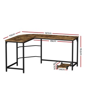 Corner Computer Desk L-Shaped Student Home Office Study Table Brown