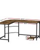 Corner Computer Desk L-Shaped Student Home Office Study Table Brown