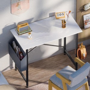 Home Office Work Desk with Headphone Hook, Small Office Desk Study Writing Table