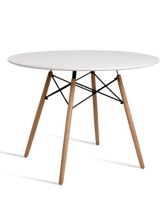 Mefunb Dining Table 4 Seater Round Replica DSW Eiffel Kitchen Timber White