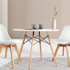 Mefunb Dining Table Round 4 Seater Replica Tables Cafe Timber White 90cm