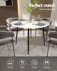 Mefunb Dining Table Round Wooden Table With Marble Effect Metal Legs 110CM White