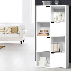 Display Shelf 8 Cube Storage 4 Door Cabinet Organiser Bookshelf Unit White