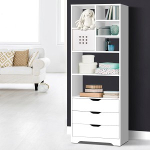 Shelving Unit with 3 Drawers – White