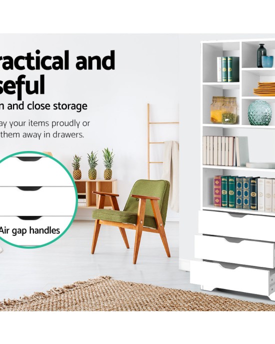 Shelving Unit with 3 Drawers – White