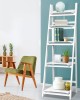 Display Shelf 5 Tier Wooden Ladder Stand Storage Book Shelves Rack White