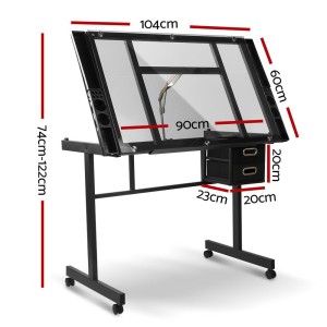 Adjustable Drawing Desk – Black and Grey