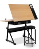 Tilt Drafting Table Stool Set – Natural & Black