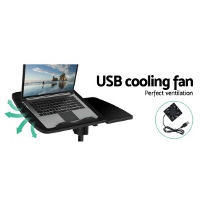 Laptop Table Desk Adjustable Stand With Fan – Black