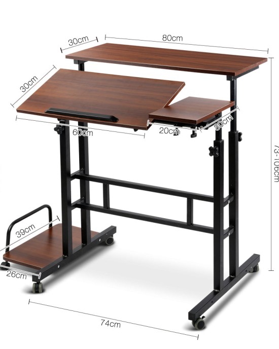 Twin Laptop Table Desk – Dark Wood