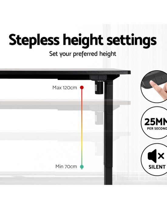 Electric Standing Desk Black 140cm Motorised Adjustable Sit Stand Desks Black