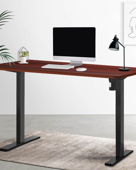 Electric Standing Desk Walnut 120cm Motorised Adjustable Sit Stand Desks Black