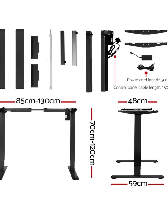 Electric Standing Desk White 120cm Motorised Adjustable Sit Stand Desks Black