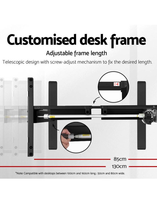 Electric Standing Desk White 120cm Motorised Adjustable Sit Stand Desks Black