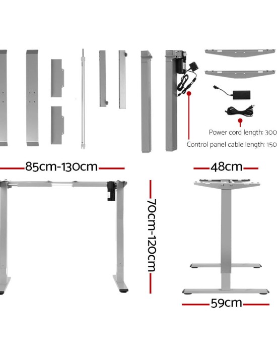 Electric Standing Desk Oak 120cm Motorised Adjustable Sit Stand Desks Grey