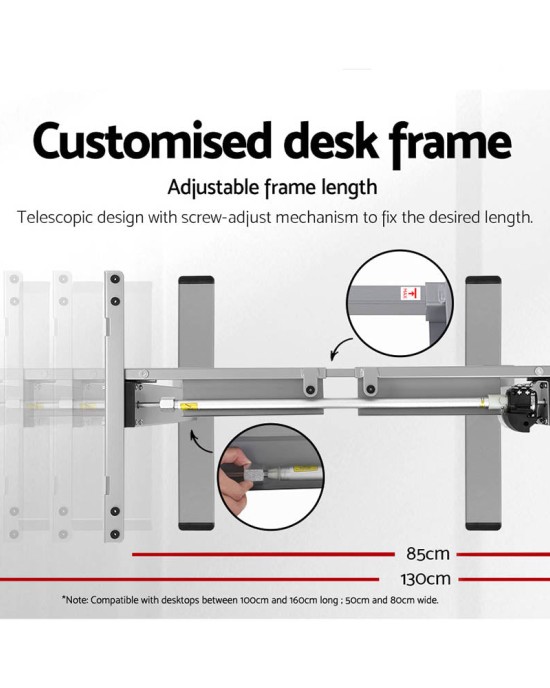 Electric Standing Desk Oak 120cm Motorised Adjustable Sit Stand Desks Grey