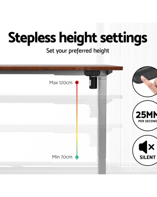 Electric Standing Desk Brown 120cm Motorised Adjustable Sit Stand Desks Grey