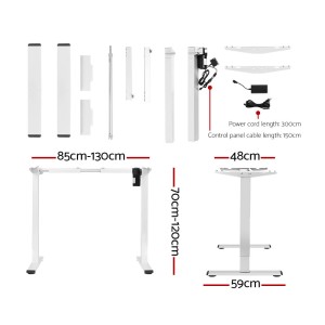 Electric Standing Desk Brown 120cm Motorised Adjustable Sit Stand Desks White