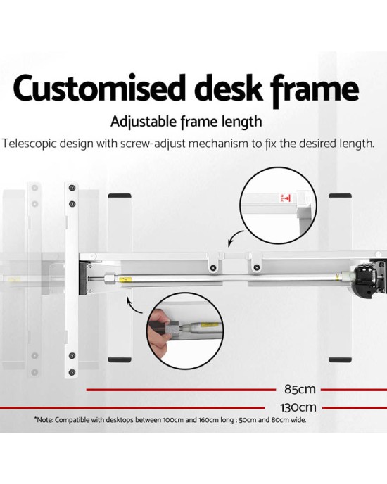 Electric Standing Desk White 120cm Motorised Adjustable Sit Stand Desks White