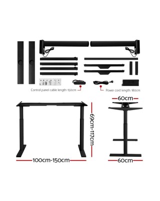 Electric Standing Desk 120cm Height Adjustable Sit Stand Desks Table Black