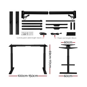 Electric Standing Desk 140m Height Adjustable Sit Stand Desks Black 140cm