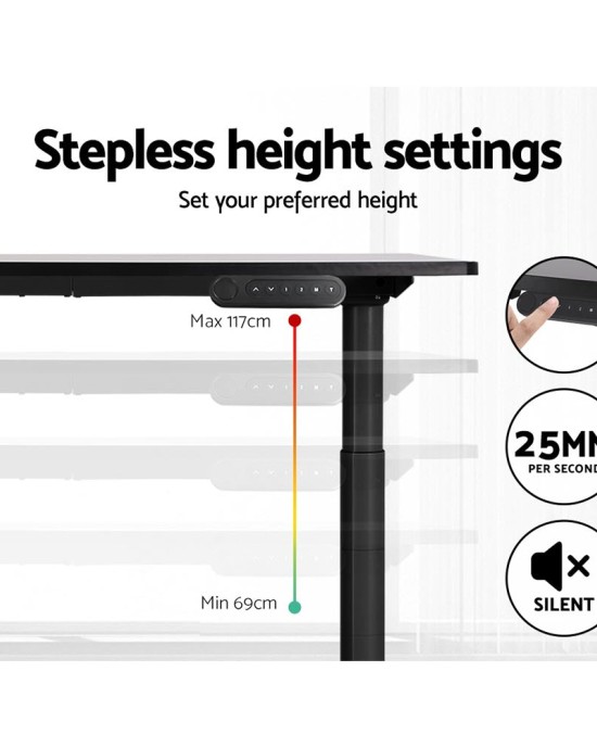 Electric Standing Desk 140m Height Adjustable Sit Stand Desks Black 140cm