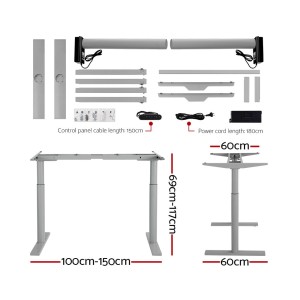 Electric Standing Desk 120cm Motorised Adjustable Sit Stand Desks Grey Black