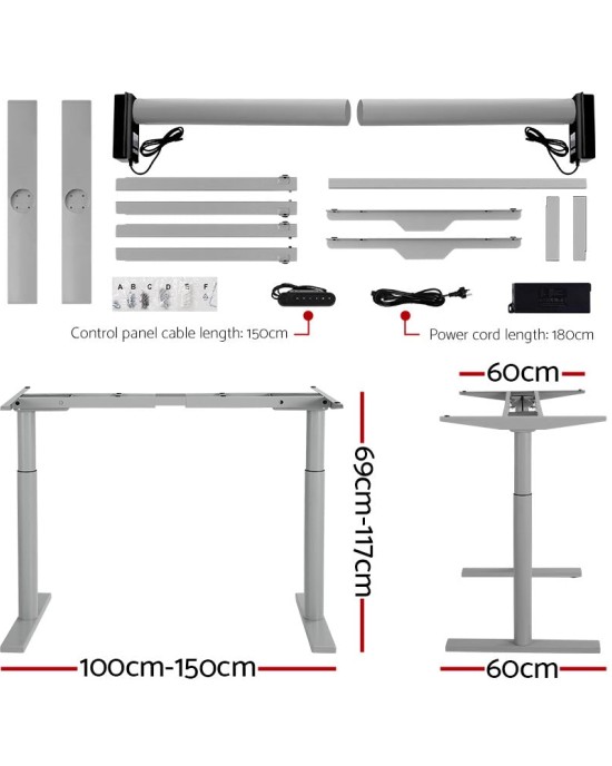 Electric Standing Desk 120cm Motorised Adjustable Sit Stand Desks Grey Oak