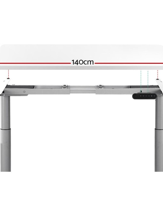 Electric Standing Desk 140cm Adjustable Sit Stand Desks Grey White 140cm