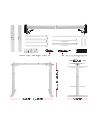 Electric Standing Desk 120cm Height Adjustable Sit Stand Desks White Black